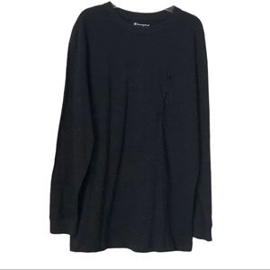 Champion Mens Athletic black Longsleeved ribbed cuff t-shirt Size XL